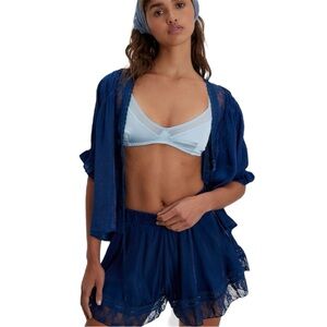 Free People Morning Breeze Shorts Solid Navy Peony‎ Size S